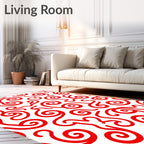 Bold Red Swirls Serpentine Flow Rug