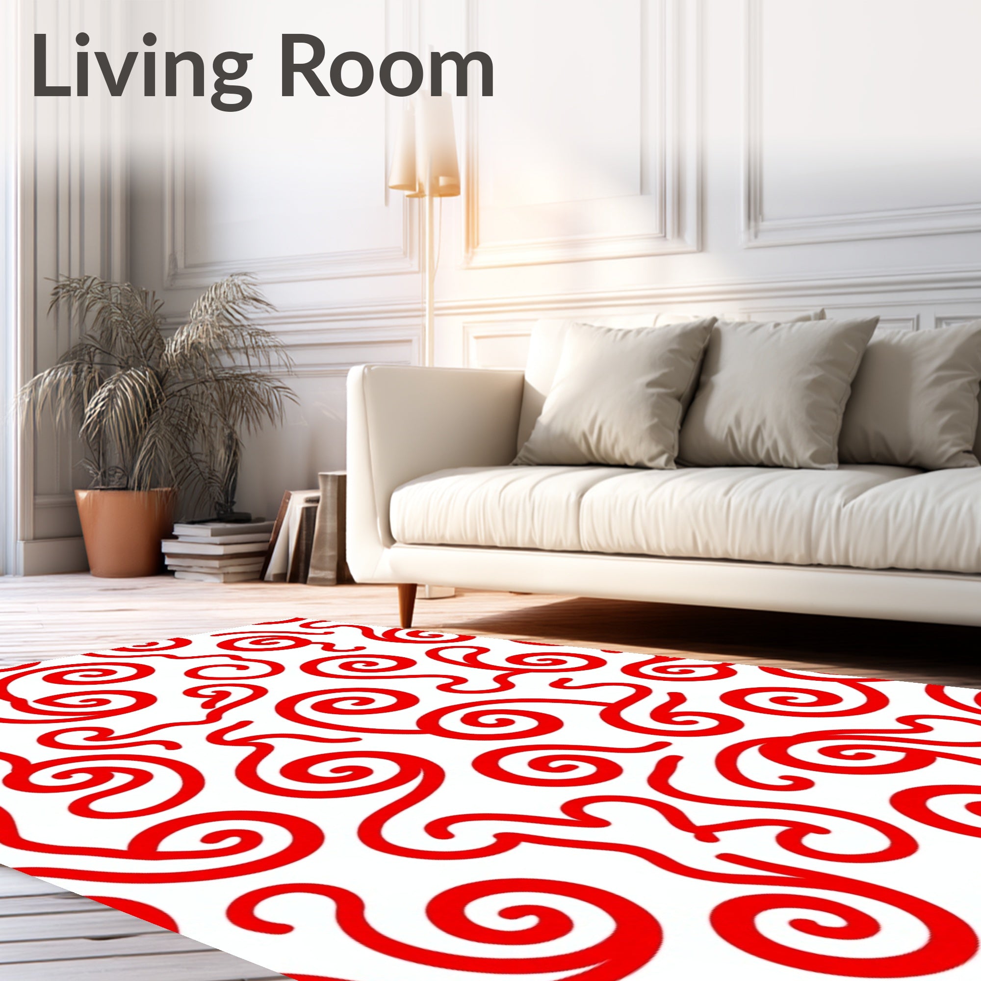 Bold Red Swirls Serpentine Flow Rug