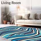 Ocean Blue Swirling Wave Rug