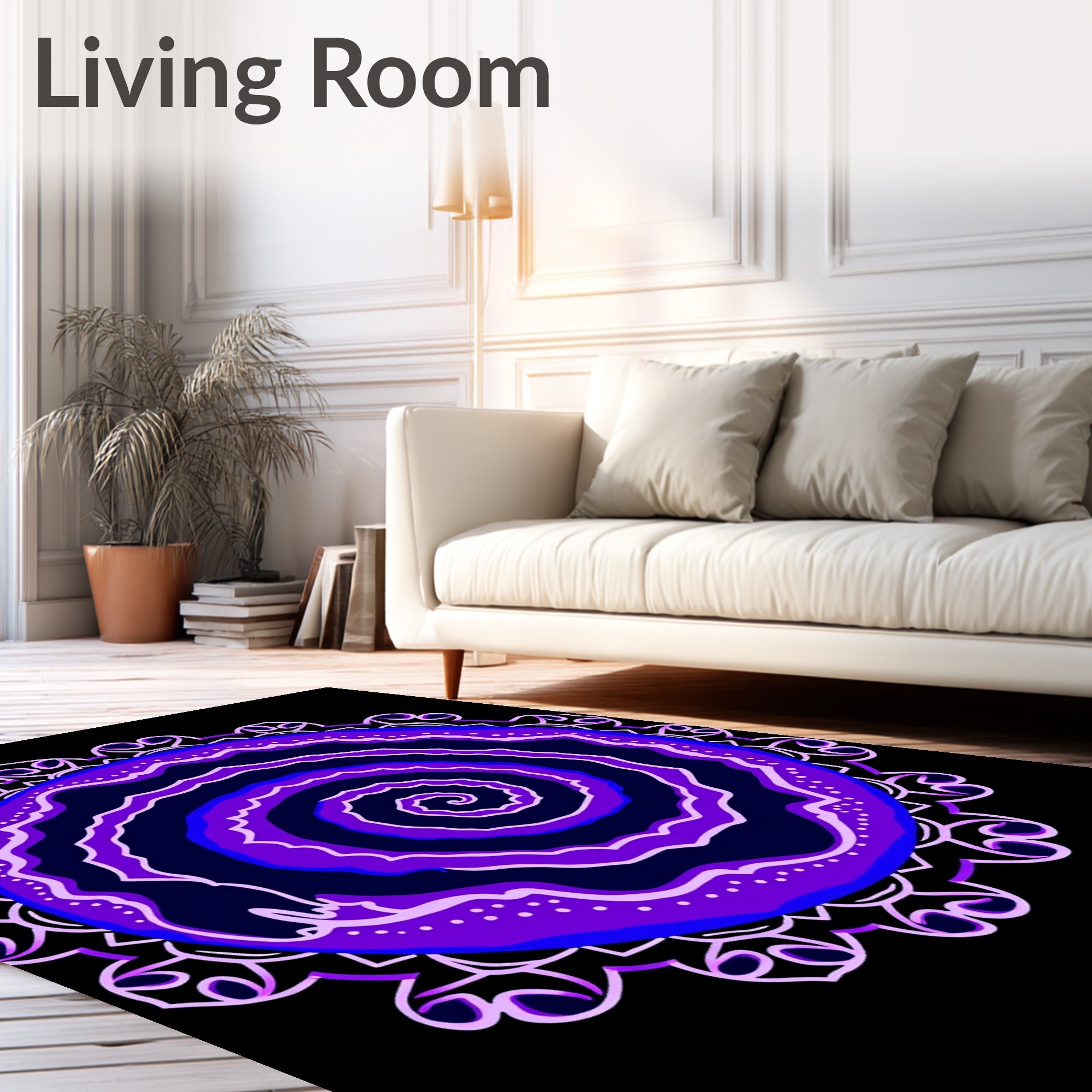 Radiant Purple Swirl Mandala Rug