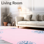 Soft Pink Snowflake Mandala Rug