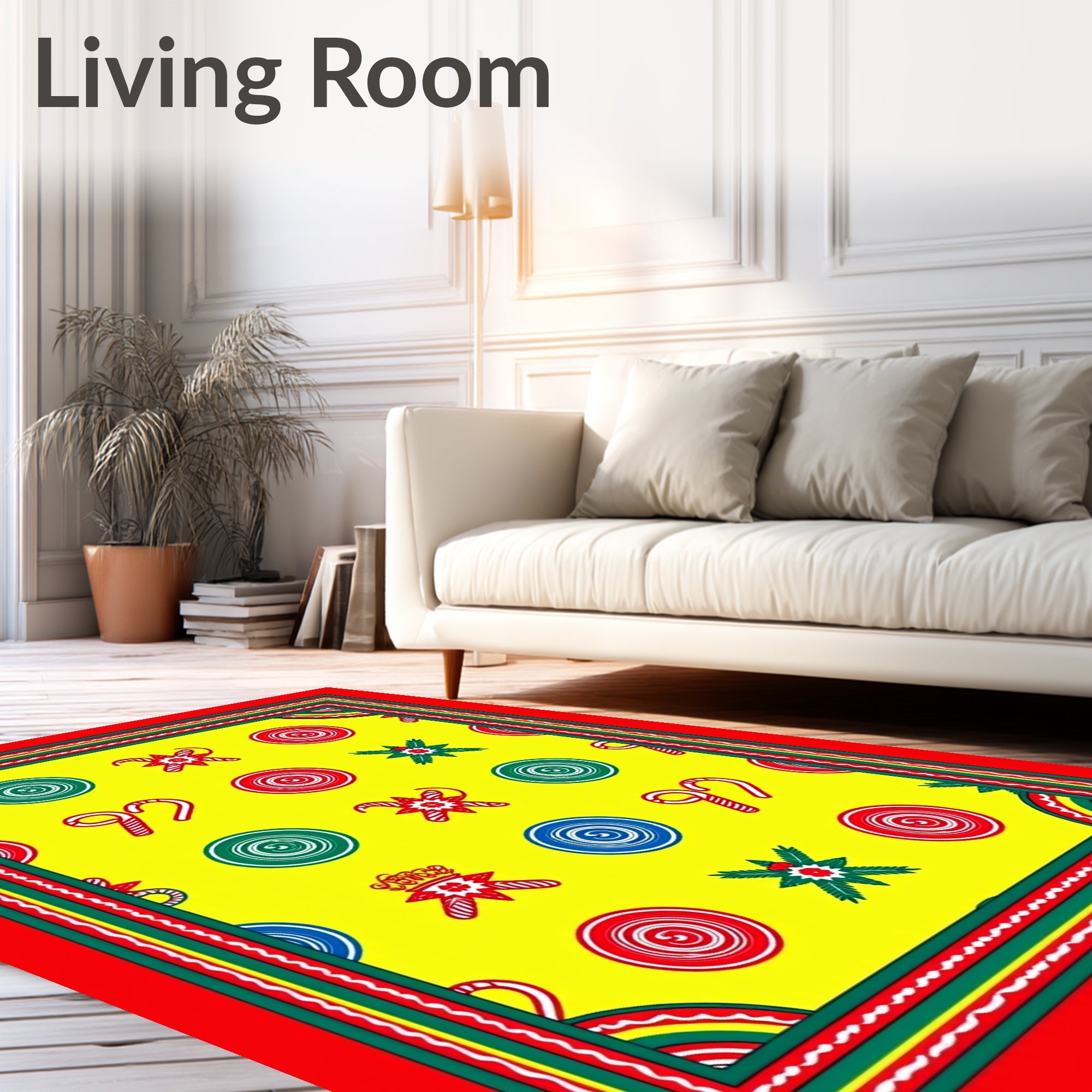 Red Green Yellow Holiday Candy Rug