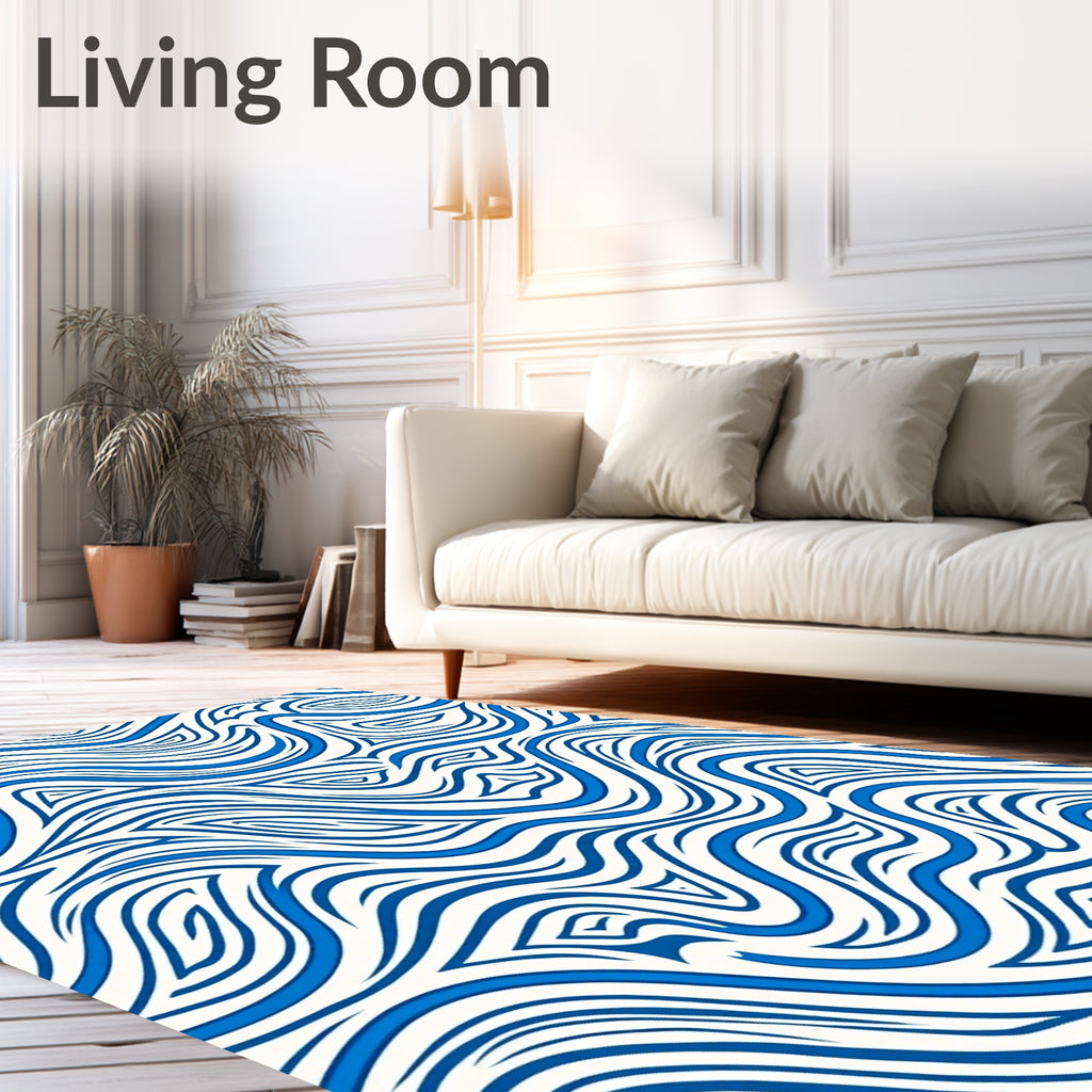 Bold Blue Abstract Swirl Rug