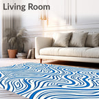 Bold Blue Abstract Swirl Rug