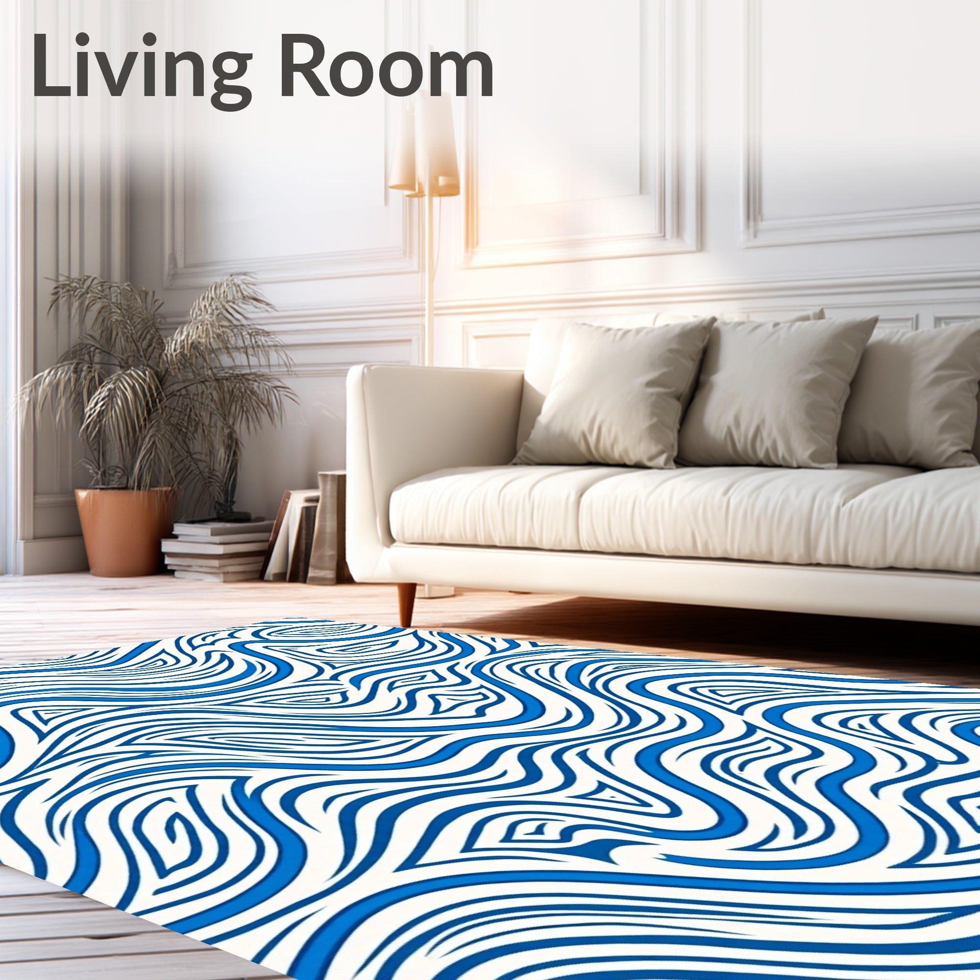 Bold Blue Abstract Swirl Rug