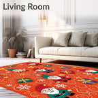 Festive Gnomes Gifts and Snowflakes Whimsy Rug