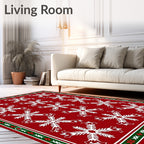 Red White Snowflake Medallion Rug