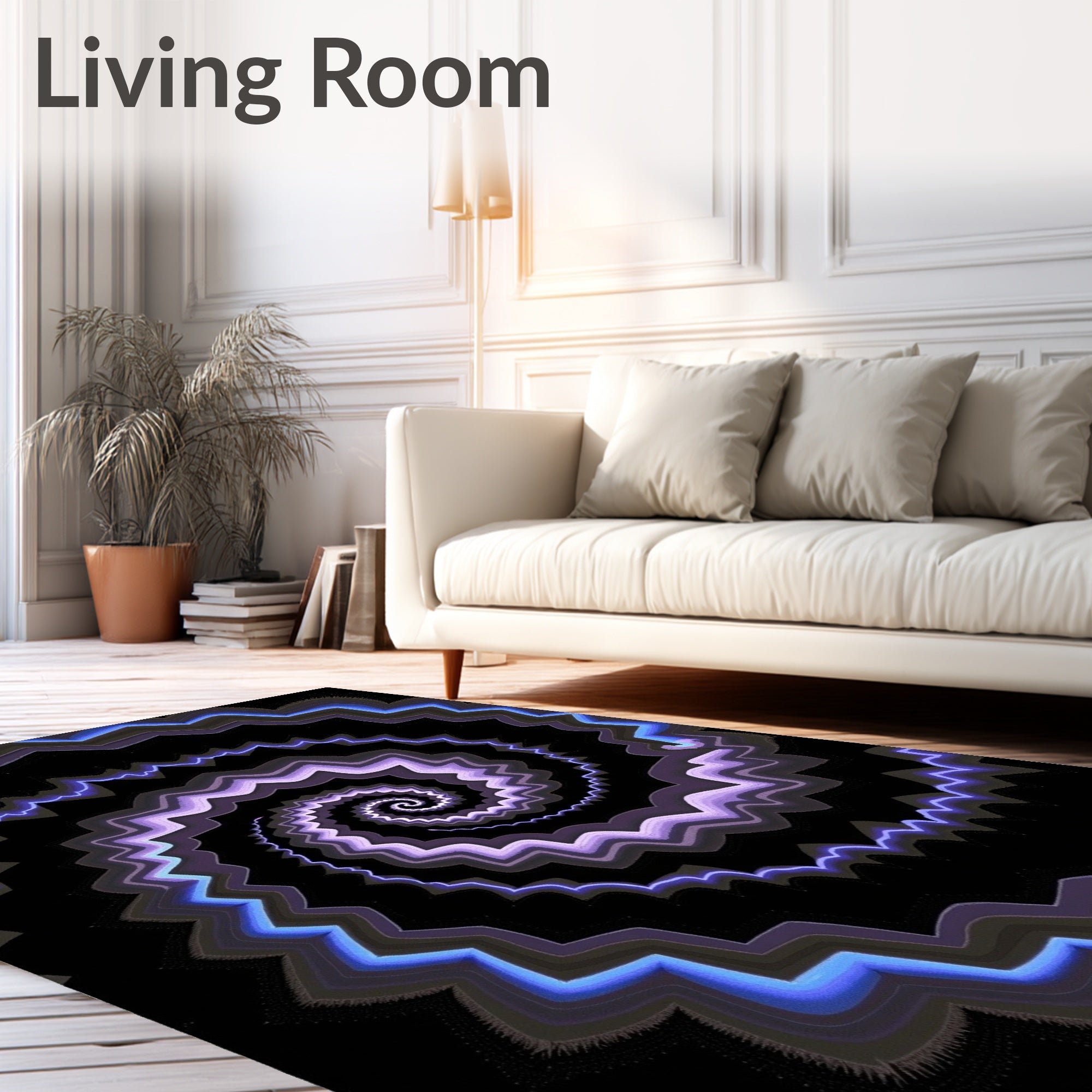 Luminous Purple Electric Spiral Rug