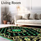 Ornate Black Emerald Floral Medallion Rug