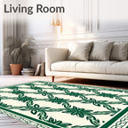 Emerald Green Interlocking Leaf Lattice Rug