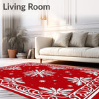 Classic Red Snowflake Scroll Rug