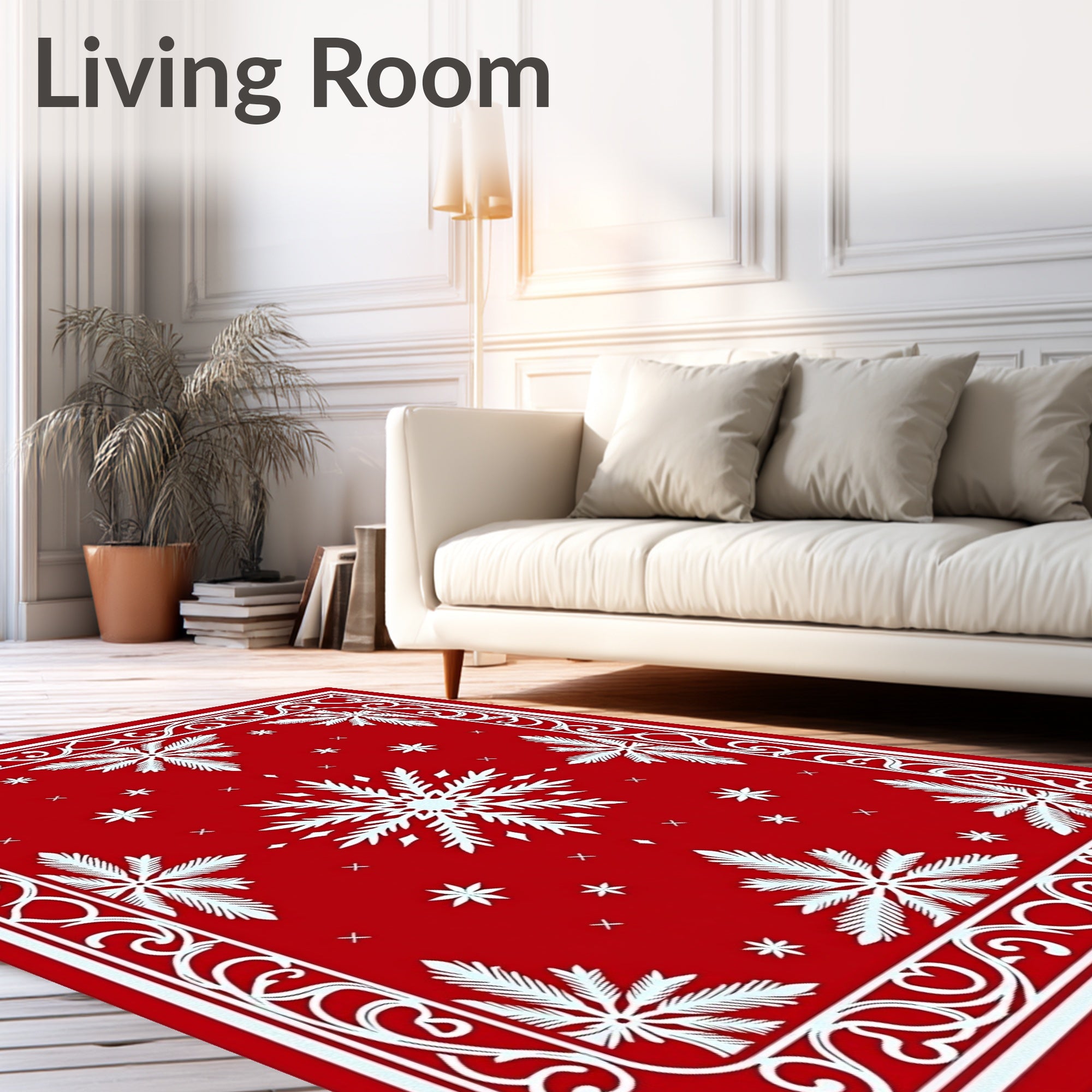 Classic Red Snowflake Scroll Rug