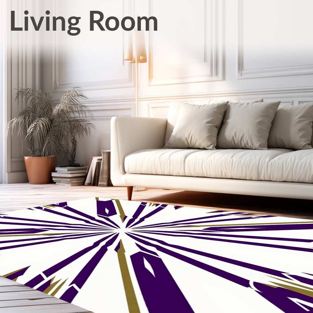 Purple Gold Abstract Starburst Rug