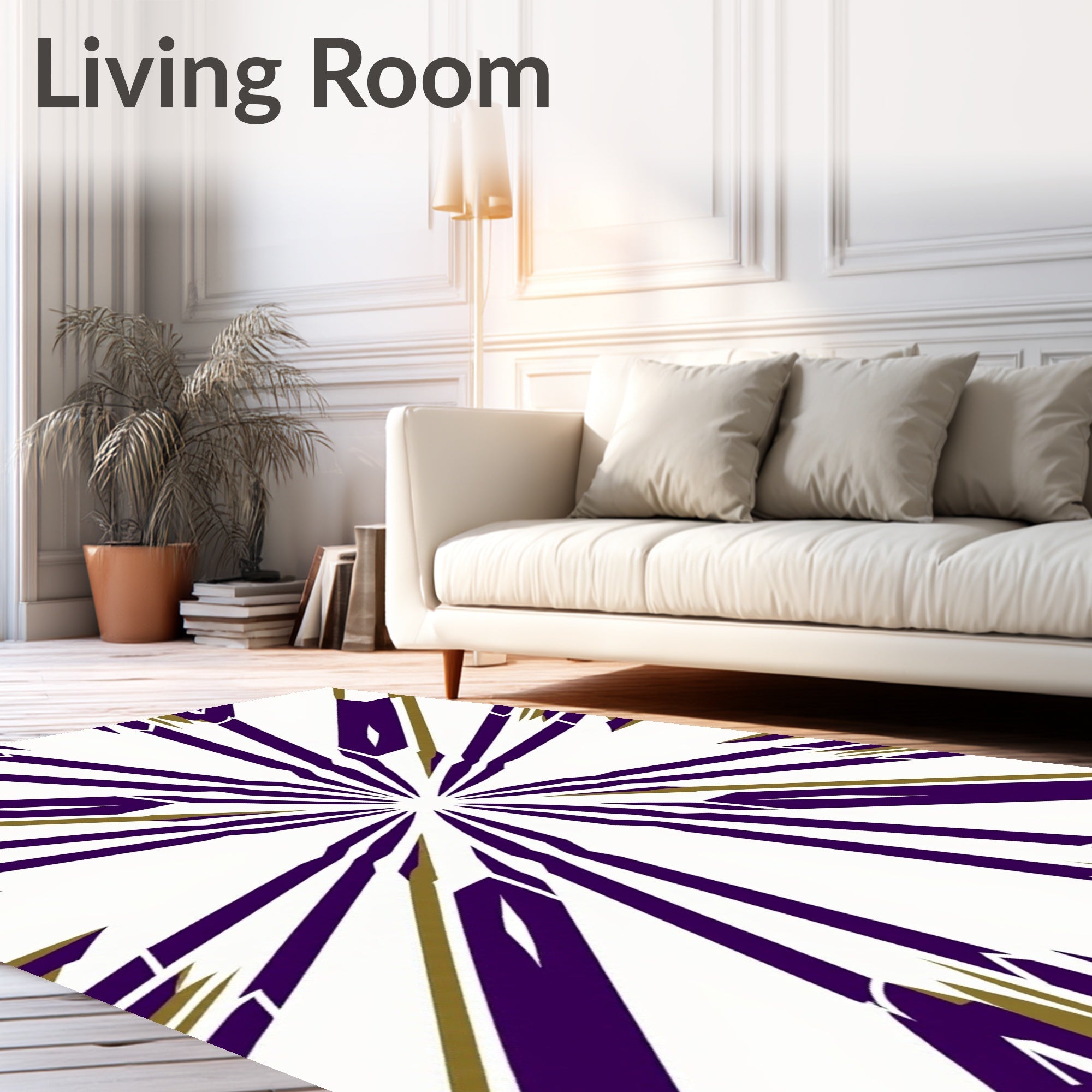 Purple Gold Abstract Starburst Rug