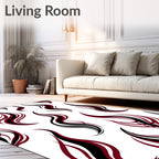 Crimson Black Swirling Flames Rug