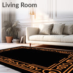 Art Deco Orange Geometric Border Rug