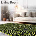 Neon Yellow Abstract Labyrinth Rug