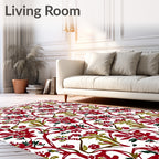 Crimson Scarlet Floral Vine Art Rug