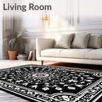 Classic Monochrome Floral Scroll Rug