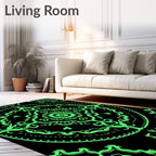 Neon Green Medallion Mandala Art Rug