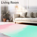 Soft Pink and Teal Wave Rug