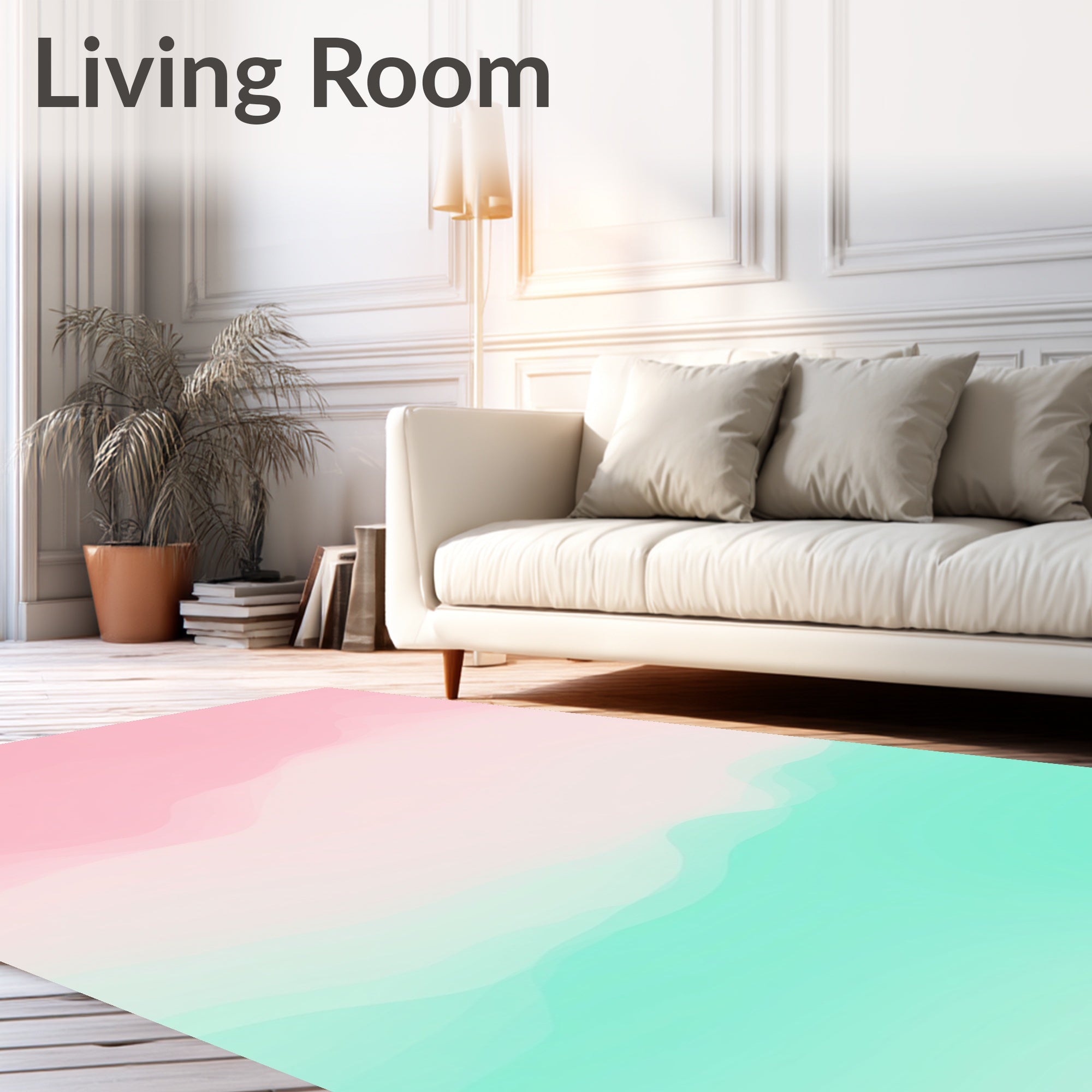 Soft Pink and Teal Wave Rug