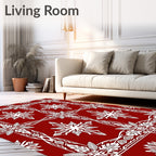 Rich Red Intricate Floral Lattice Rug