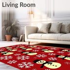 Charming Snowman Snowflake Scene Rug
