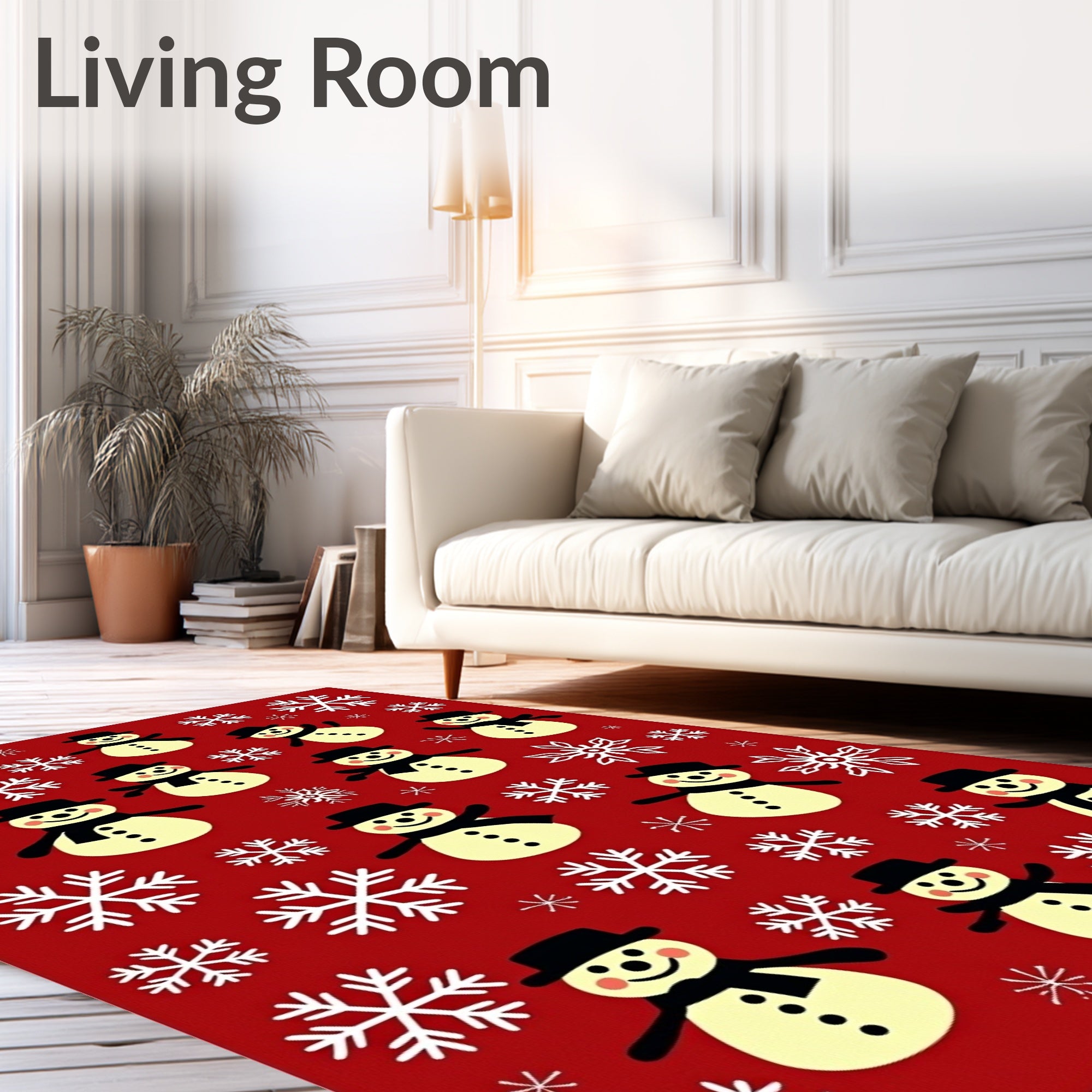 Charming Snowman Snowflake Scene Rug