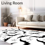 Black Bat Star Night Scene Rug