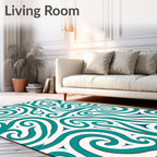 Teal Ocean Swirl Abstract Rug