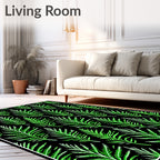 Vibrant Green Frond Botanical Art Rug