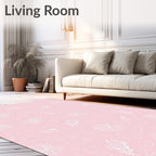 Soft Coral Feather Swirls Rug