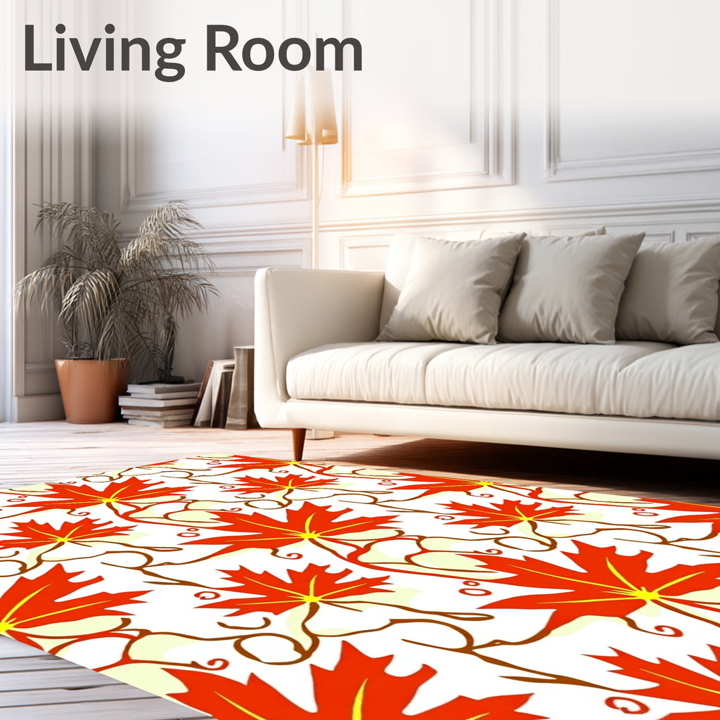 Autumn Red Maple Leaf Vine Rug
