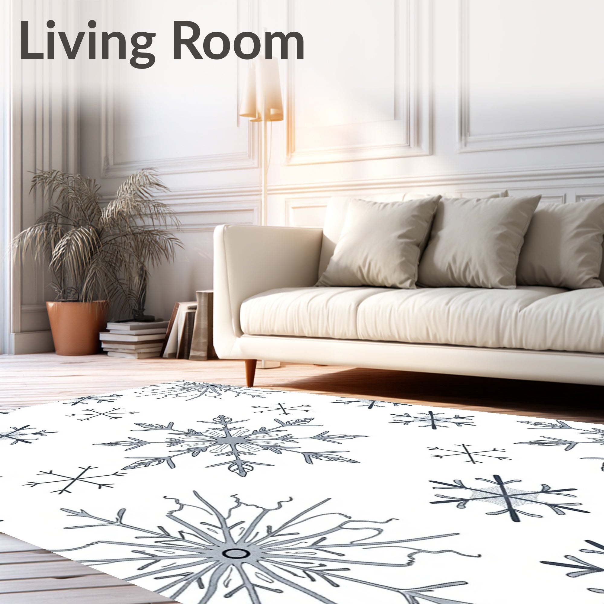 Winter Snowflakes Gray and White Scatter Rug
