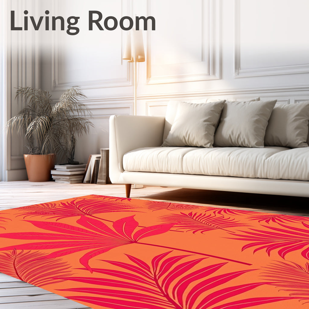 Vibrant Pink Tropical Foliage Arrangement Rug