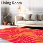 Vibrant Pink Tropical Foliage Arrangement Rug