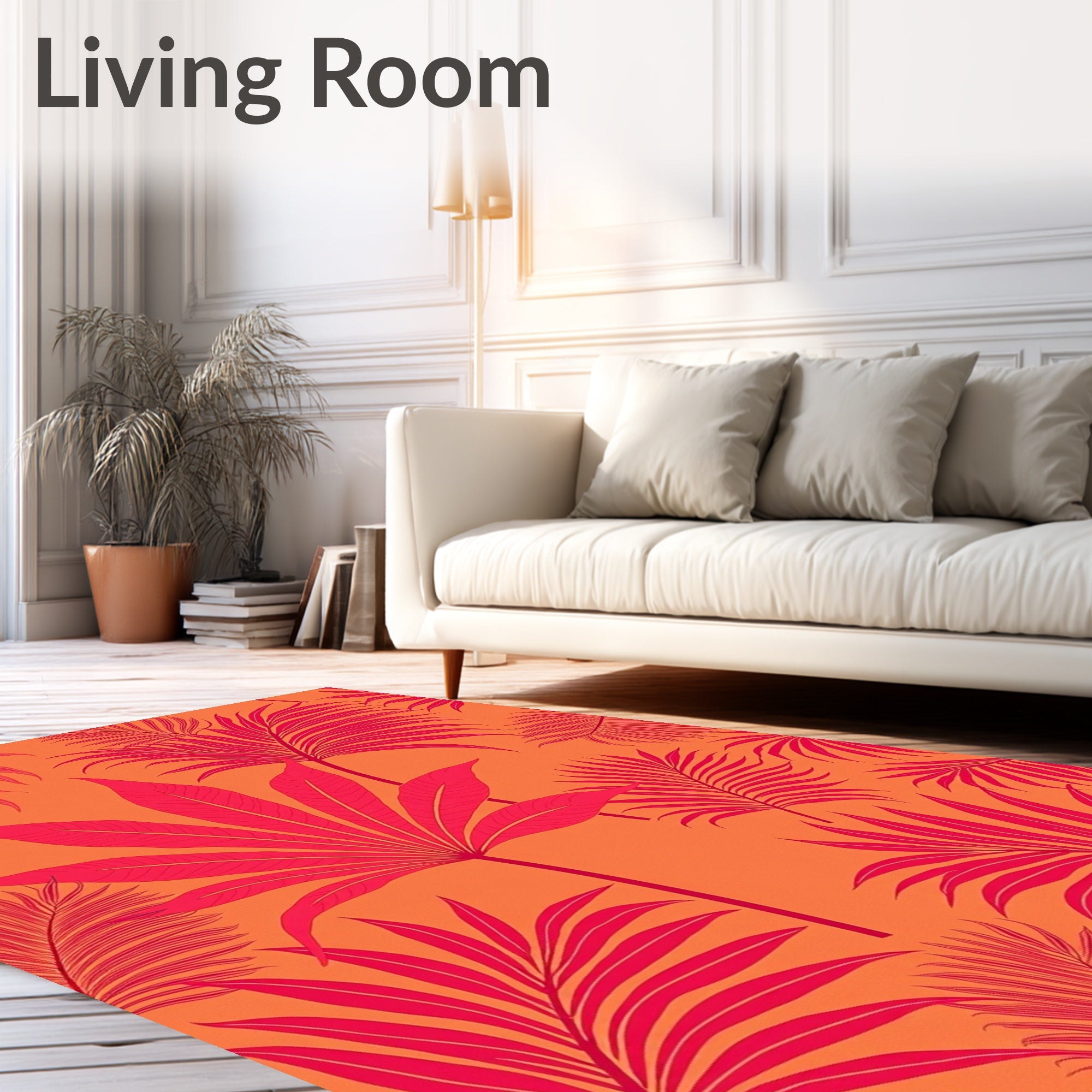 Vibrant Pink Tropical Foliage Arrangement Rug