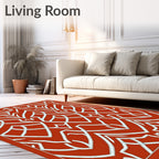 Terracotta Geometric Art Deco Scroll Rug
