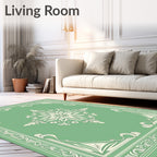 Vintage Green Floral Ornamental Rug