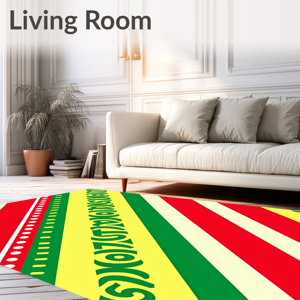Bold Red Green Yellow Diagonal Stripes Rug