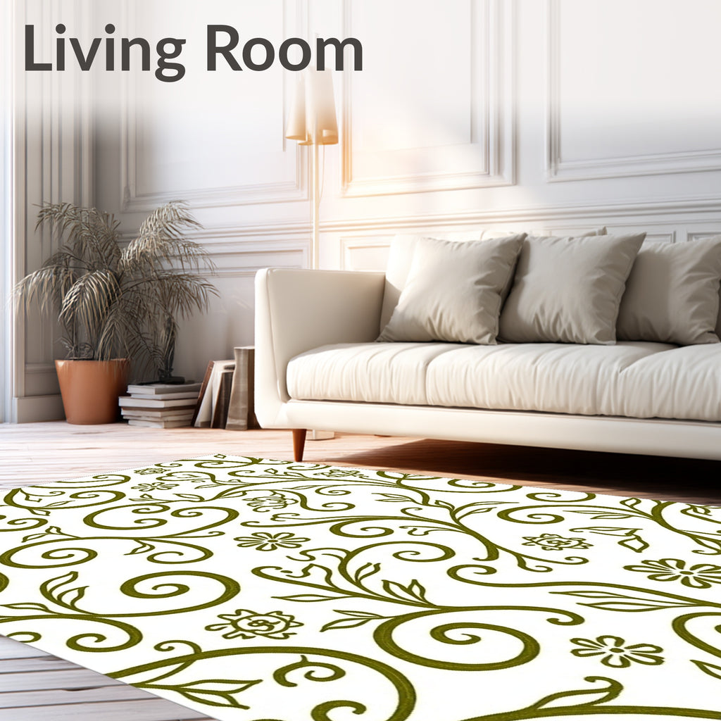 Vineyard Heart Swirl Floral Vines Rug