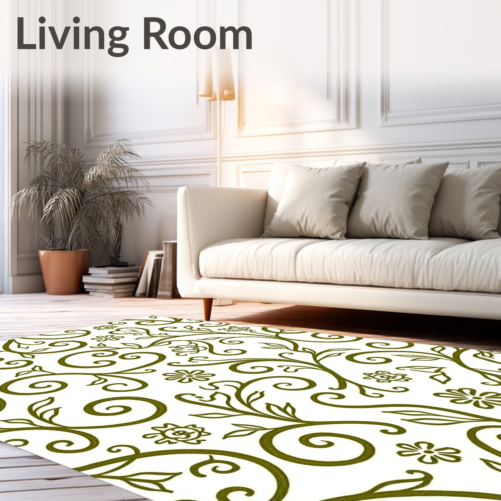 Vineyard Heart Swirl Floral Vines Rug