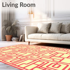 Crimson Maze Abstract Composition Rug