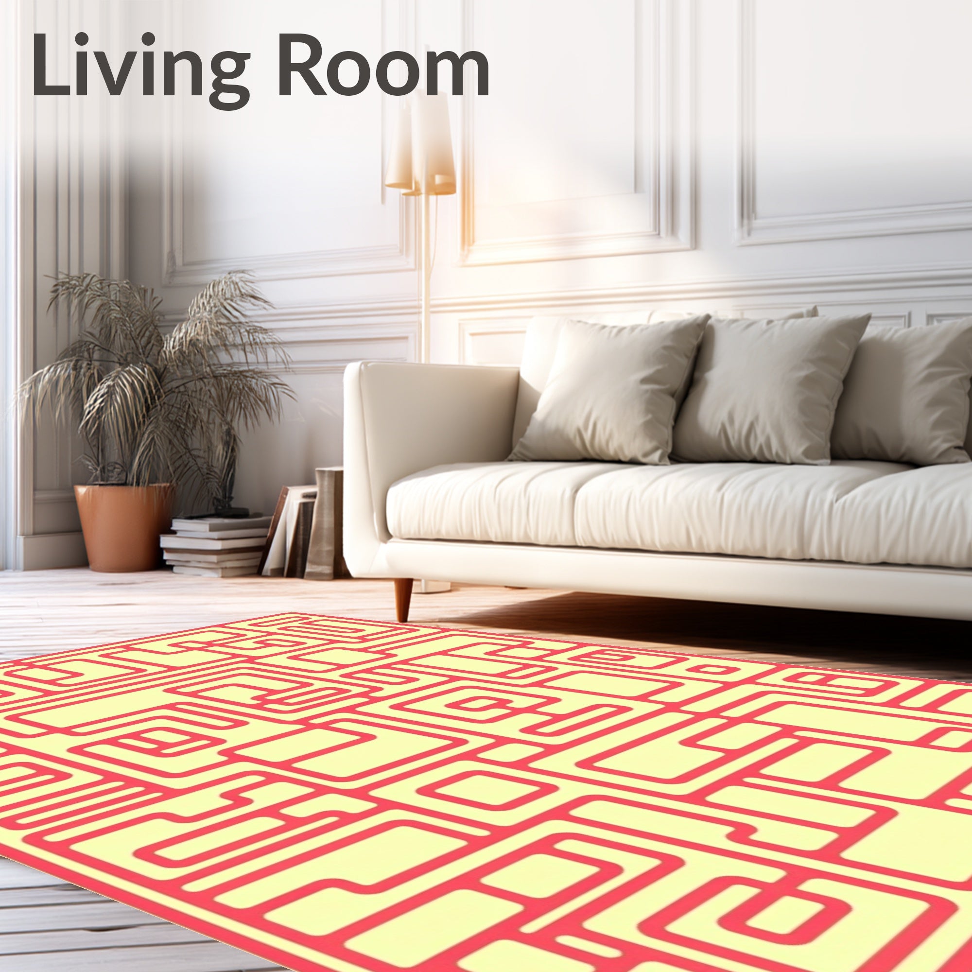 Crimson Maze Abstract Composition Rug