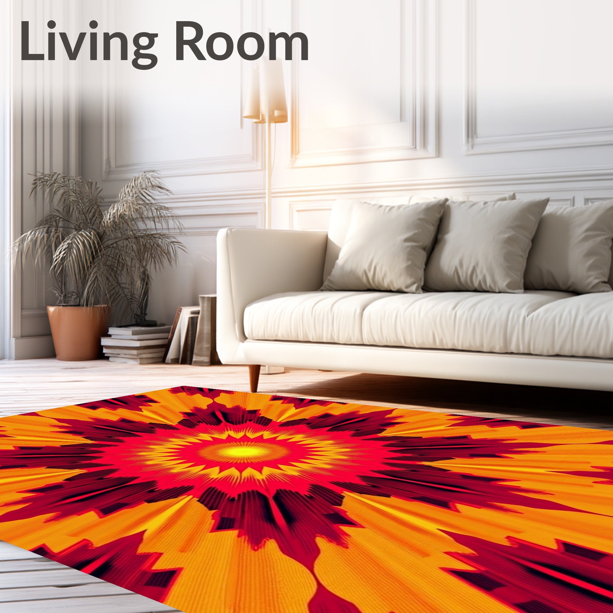 Vibrant Sunburst Radial Rays Rug