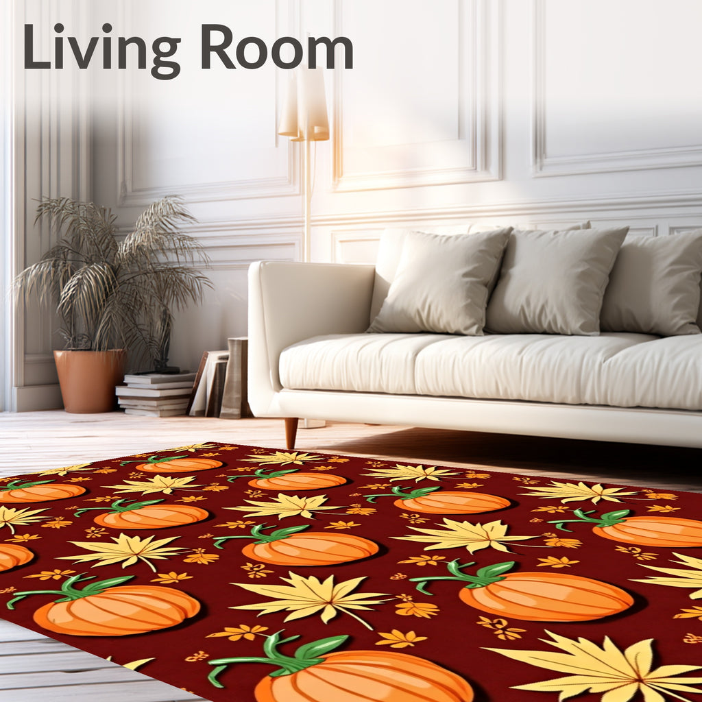 Autumn Pumpkin Leaf Autumn Red Rug