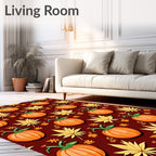 Autumn Pumpkin Leaf Autumn Red Rug