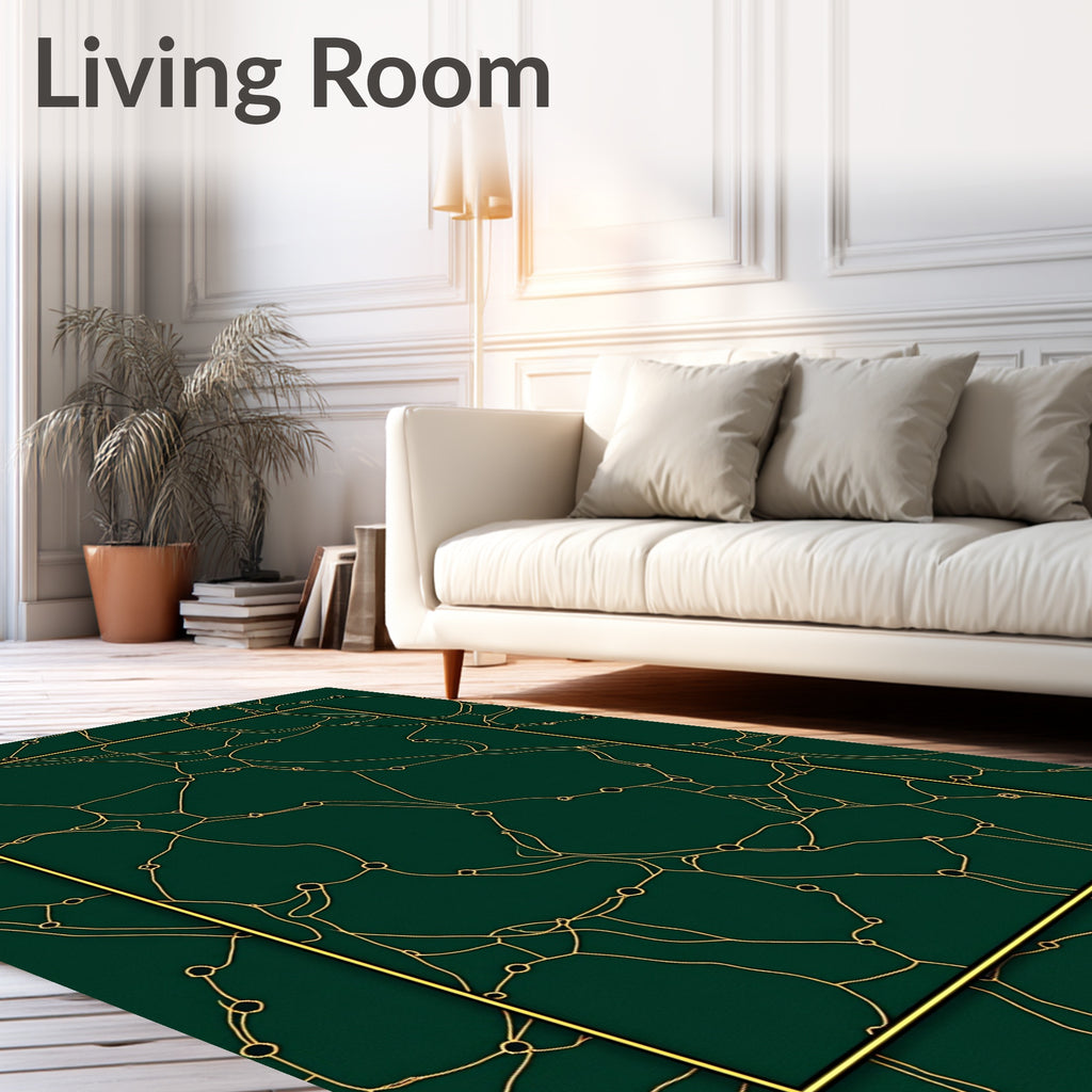 Emerald Green Woven Network Border Rug