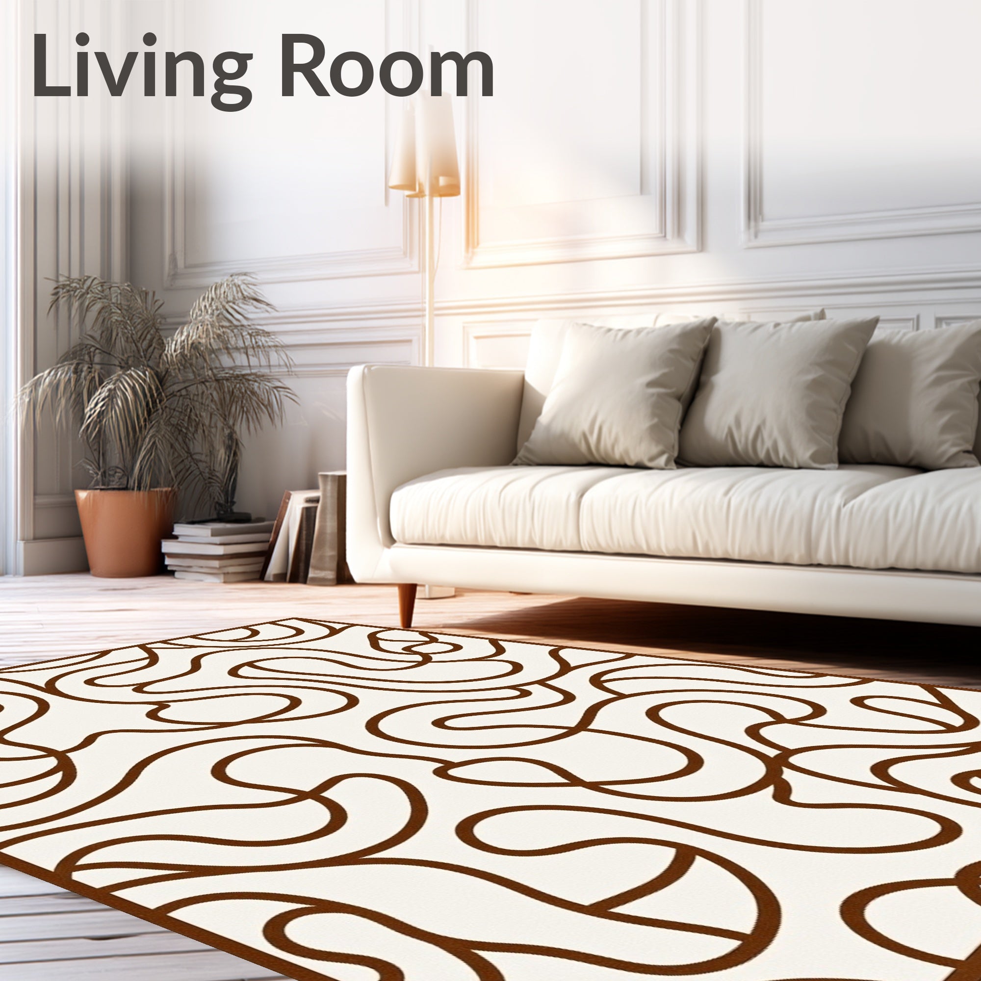 Brown Swirl Abstract Organic Rug